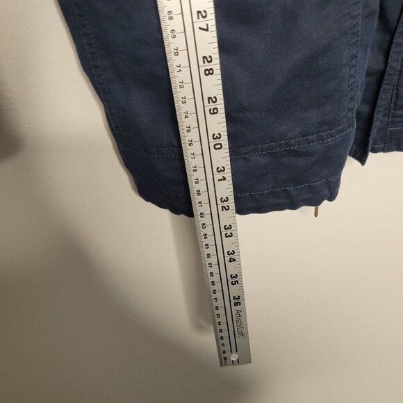 LOFT dark blue zip front front pockets linen blend barn chore coat size large - Picture 7 of 8